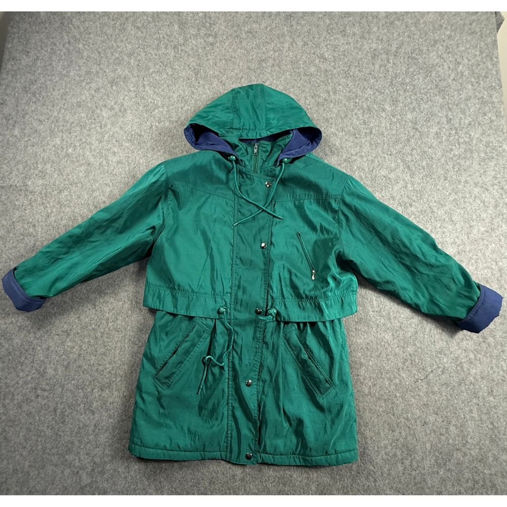 Talbots Vintage Women's Green Hooded Parka Jacket Thermoloft Quilted Size S